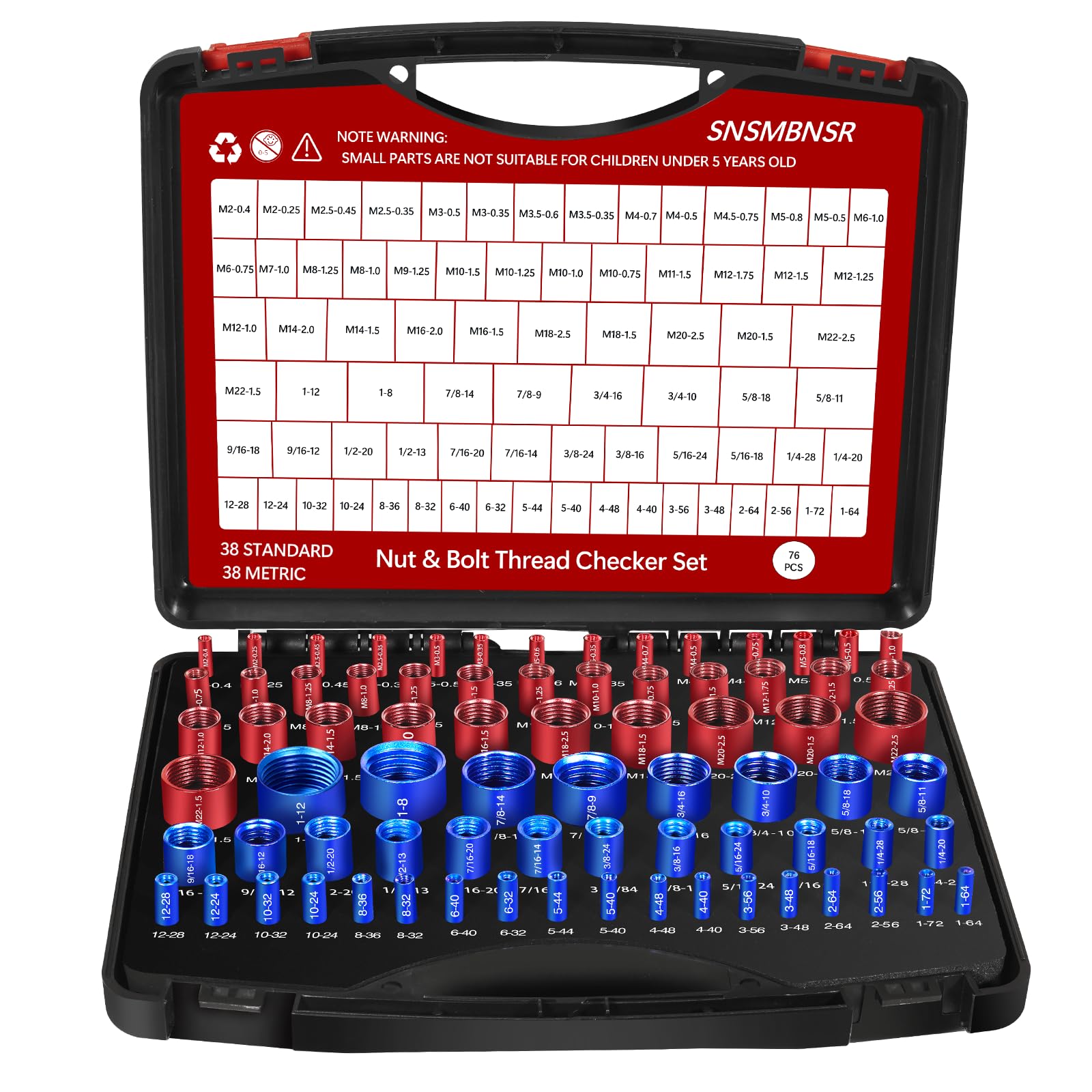 フ○オ 76Pcs Thread Checker, Nut and Bolt Thread Checker 38 Standard and